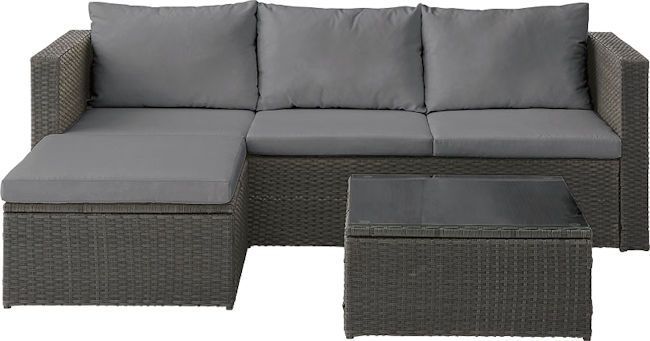 人工ラタンガーデンソファセット幅202cm カウチソファー テーブル 屋外 リゾート モダン コーナーソファ 594