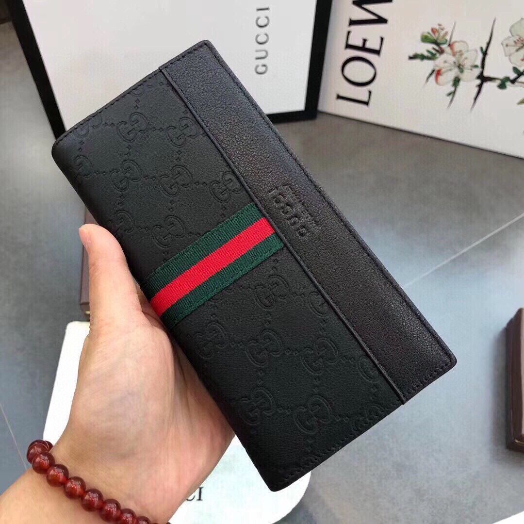 Gucciグッチ、財布、財布、男性の本革は長さ2つ折り[本日特価