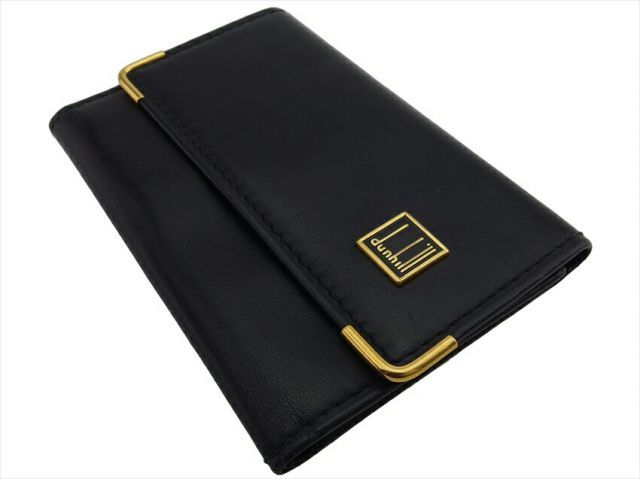 ダンヒル dunhill キーケース 6連 レザー 型押しロゴ ブラック