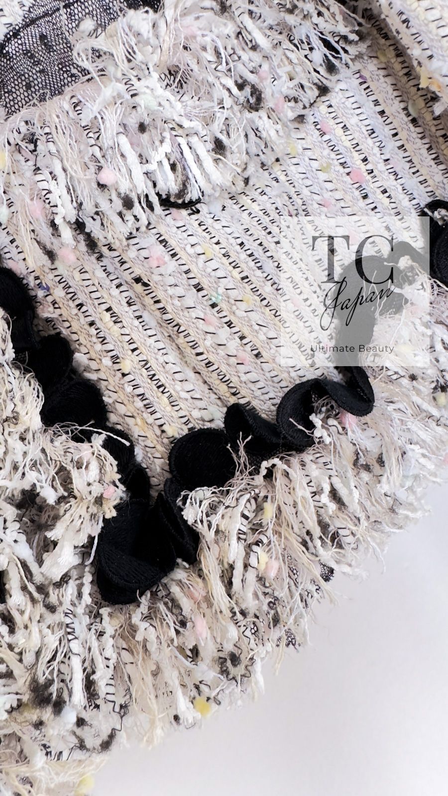 シャネル ジャケット スーツ CHANEL アイボリー グレー ブラック