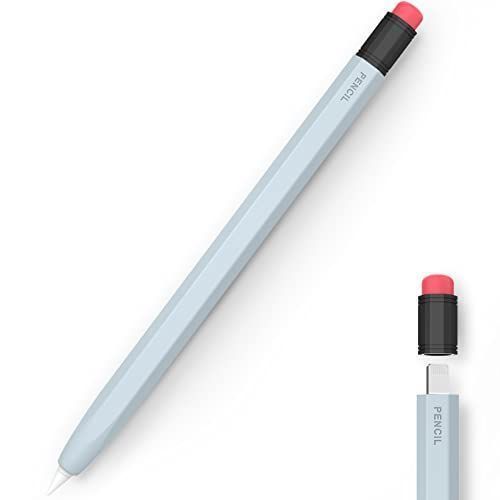 ライトブルー AhaStyle Apple Pencil 第一世代用シリコン保護ケース 鉛筆レトロデザイン 柔らかなシリコン材質 Apple Pencil 初代に適用 (ライトブルー)