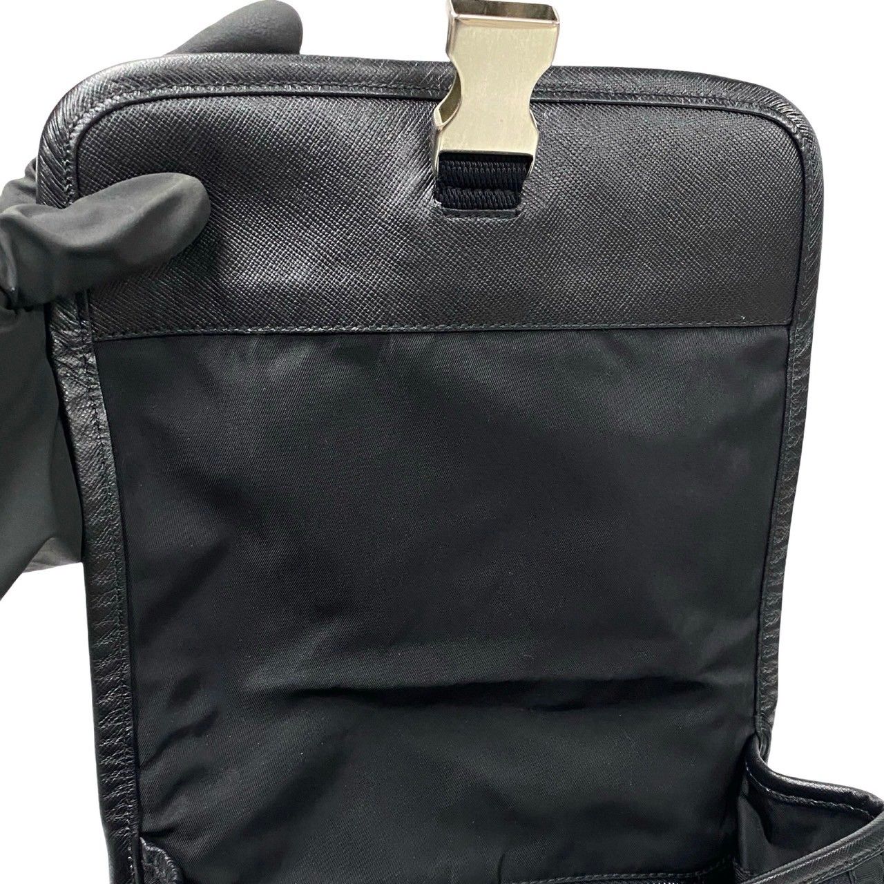 極 美品 PRADA プラダ 三角ロゴ テスート ナイロン サフィアーノ