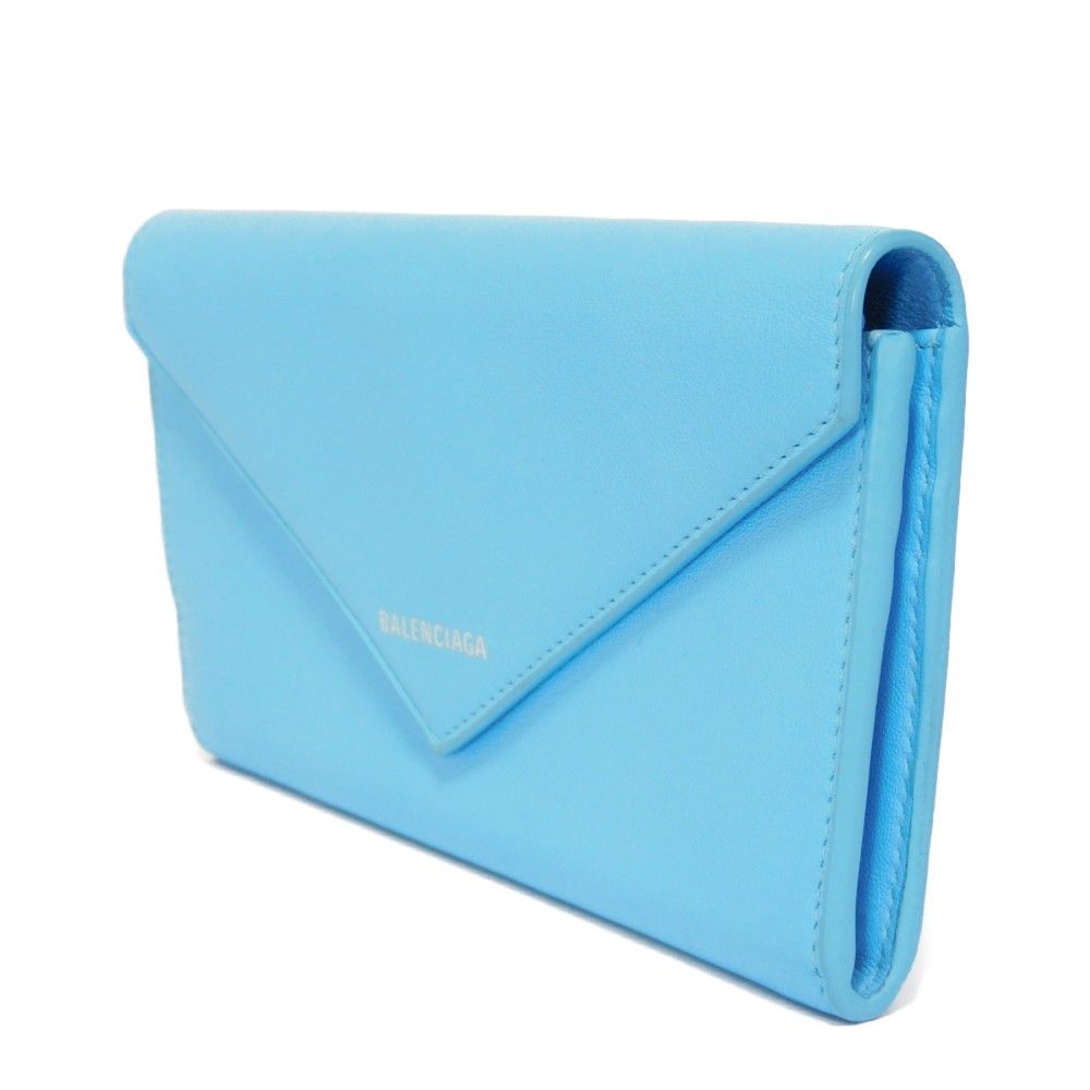 BALENCIAGA バレンシアガ ペーパー ロゴ 長財布 ブルー 499207 BALENCIAGA バレンシアガ ペーパー ロゴ 長財布 ブルー 499207