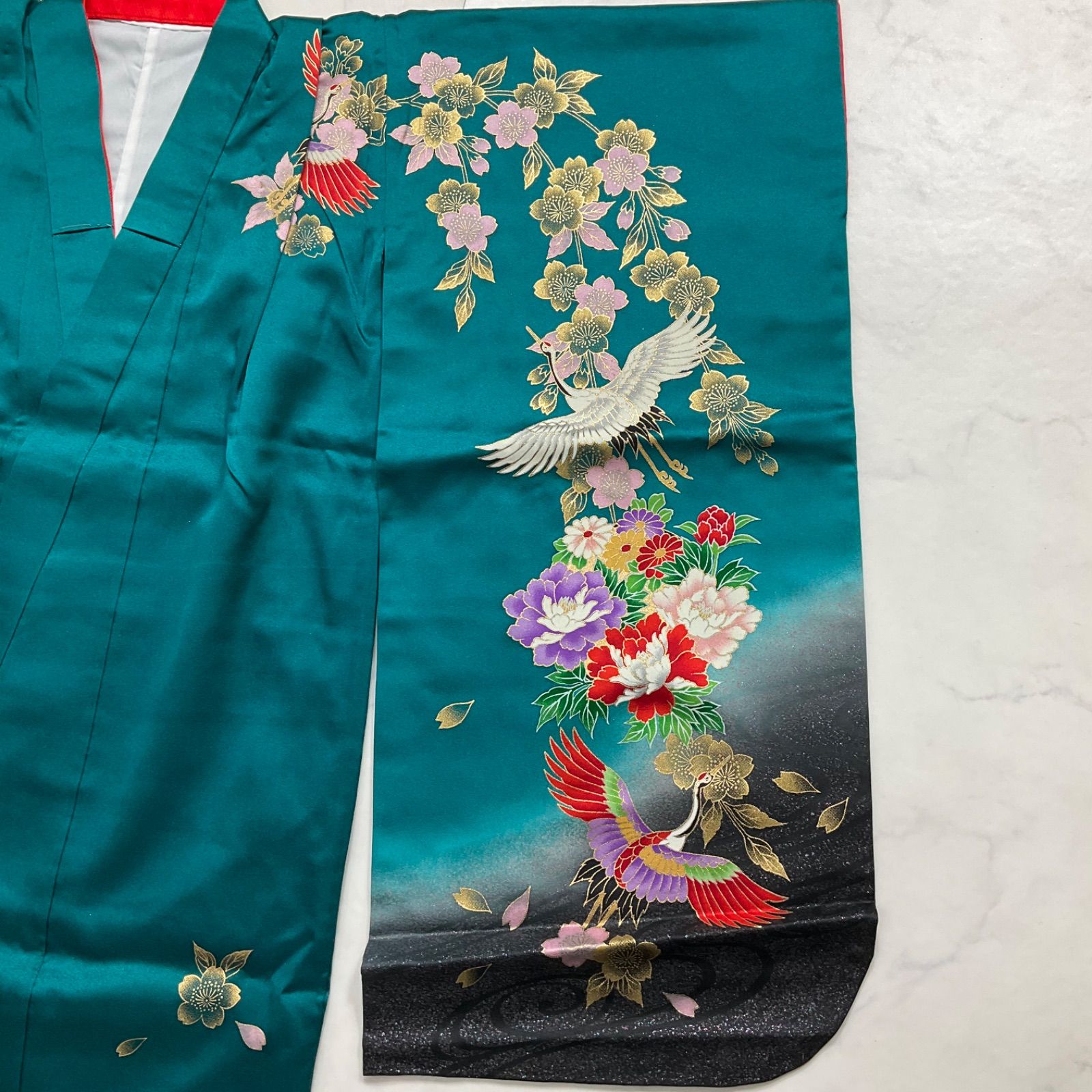 kimono+one◇美品◇7歳くらい用◇エメラルドグリーンの素敵な子供着物