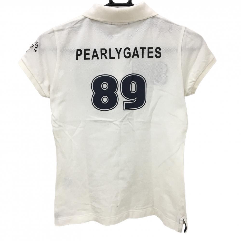 ゴルフ　PEARLY GATES パリーゲーツポロシャツ 白 ロゴプリント PEARLY GATES - 【パーリーゲイツ】PEARY GATES ポロシャツ 半袖