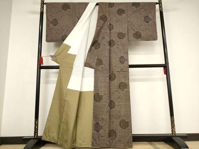 平和屋着物○本場大島紬 9マルキ 古代染色純泥染 風景文 美紀大島謹製