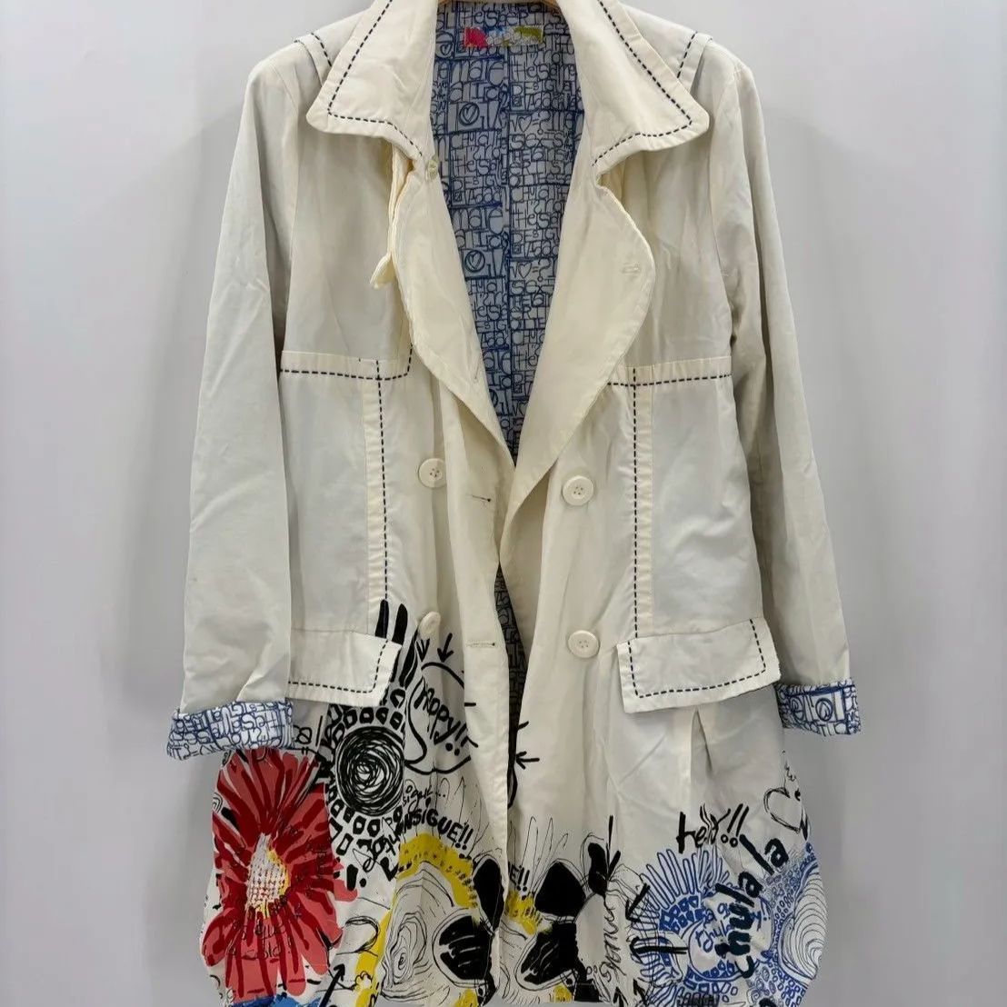 Degigual デジグアル　刺繍コート　40 Desigual デシグアル アートコート ジャケット 花柄刺繍