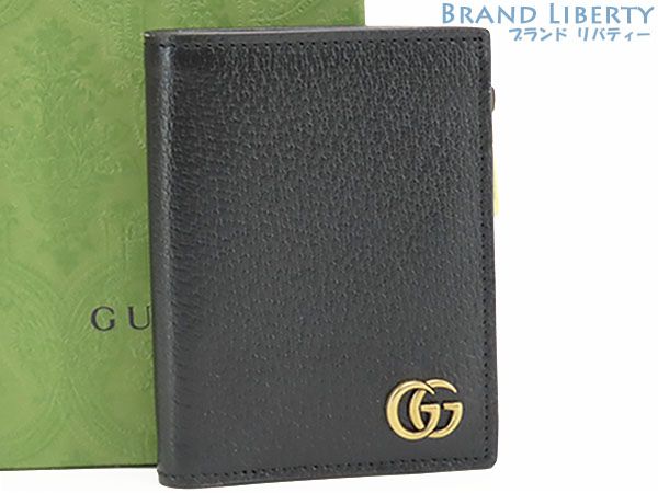 グッチ GUCCI GGマーモント ダブルG 二つ折り財布 コンパクト財布 ブラック レザー 760223