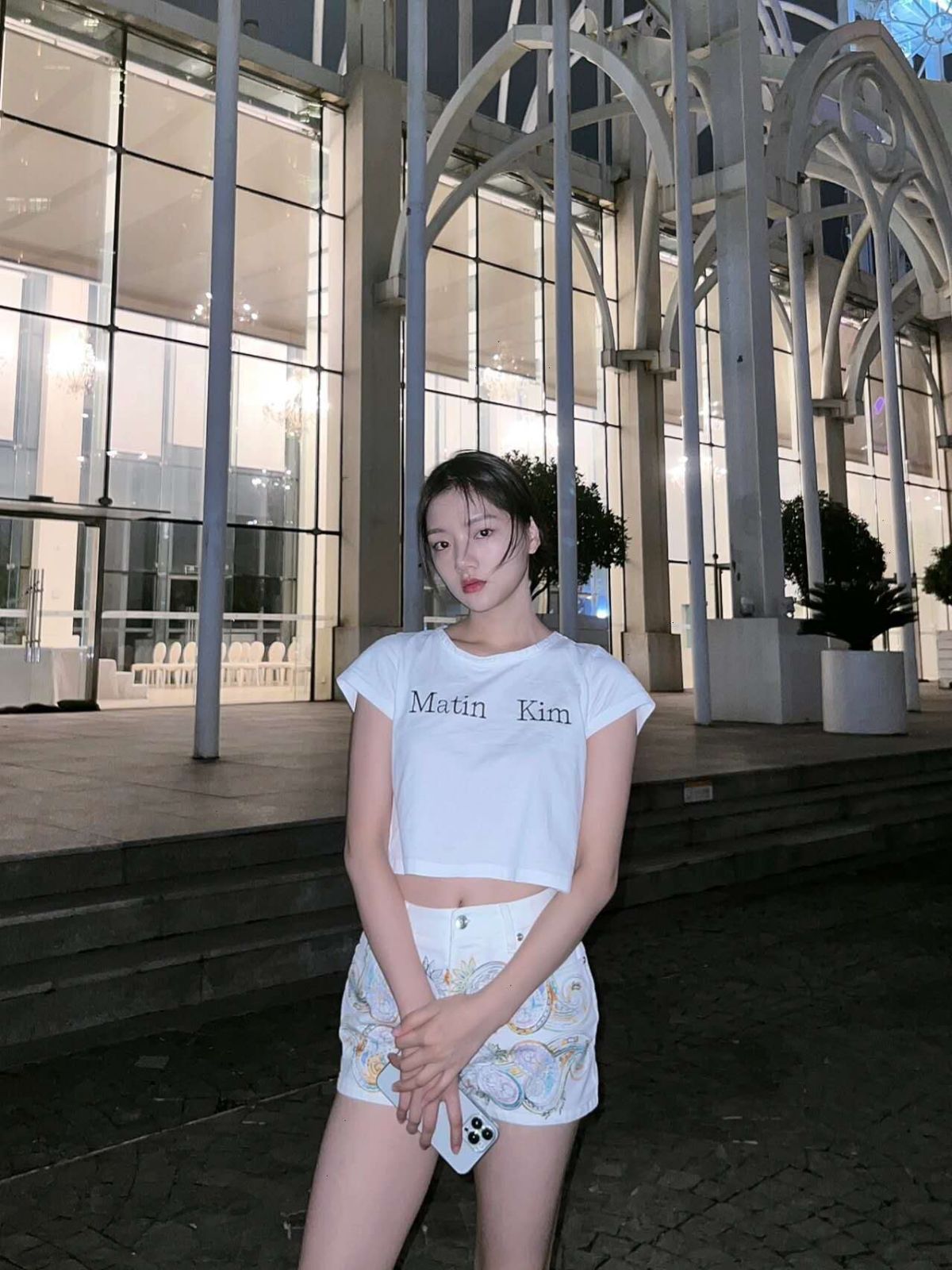 Matin kim マーティンキム クロップド丈 Tシャツ ミニサイズ