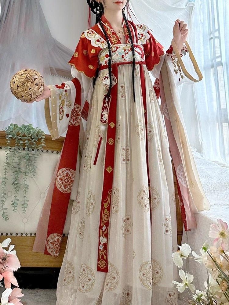 HF-194 豪華刺繍 漢服 かんふく 古風衣装 レトロ風 中華ロリータ コスプレ ワンピース 唐装 仙女服 中華風 美しい刺繍