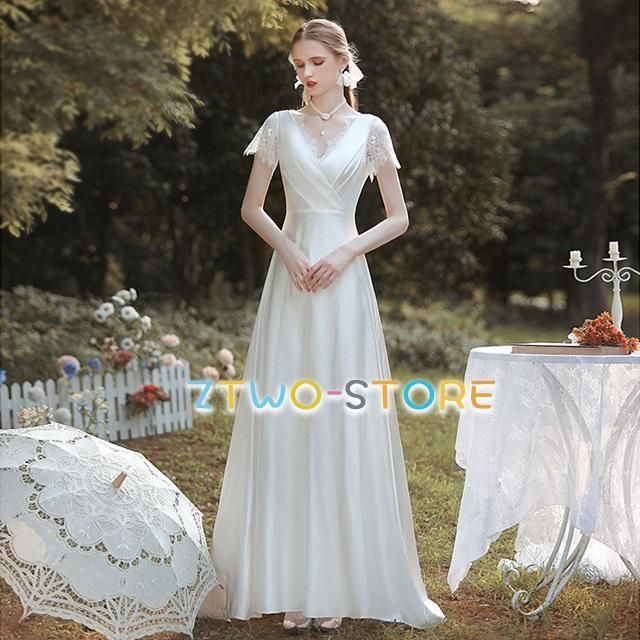 ウェディングドレス 袖あり 半袖 ウェディングドレス 大きいサイズ 3L 4L 小さいサイズ ウェディングドレス 二次会 シンプル 上品 レース VWPまとめ買い割引