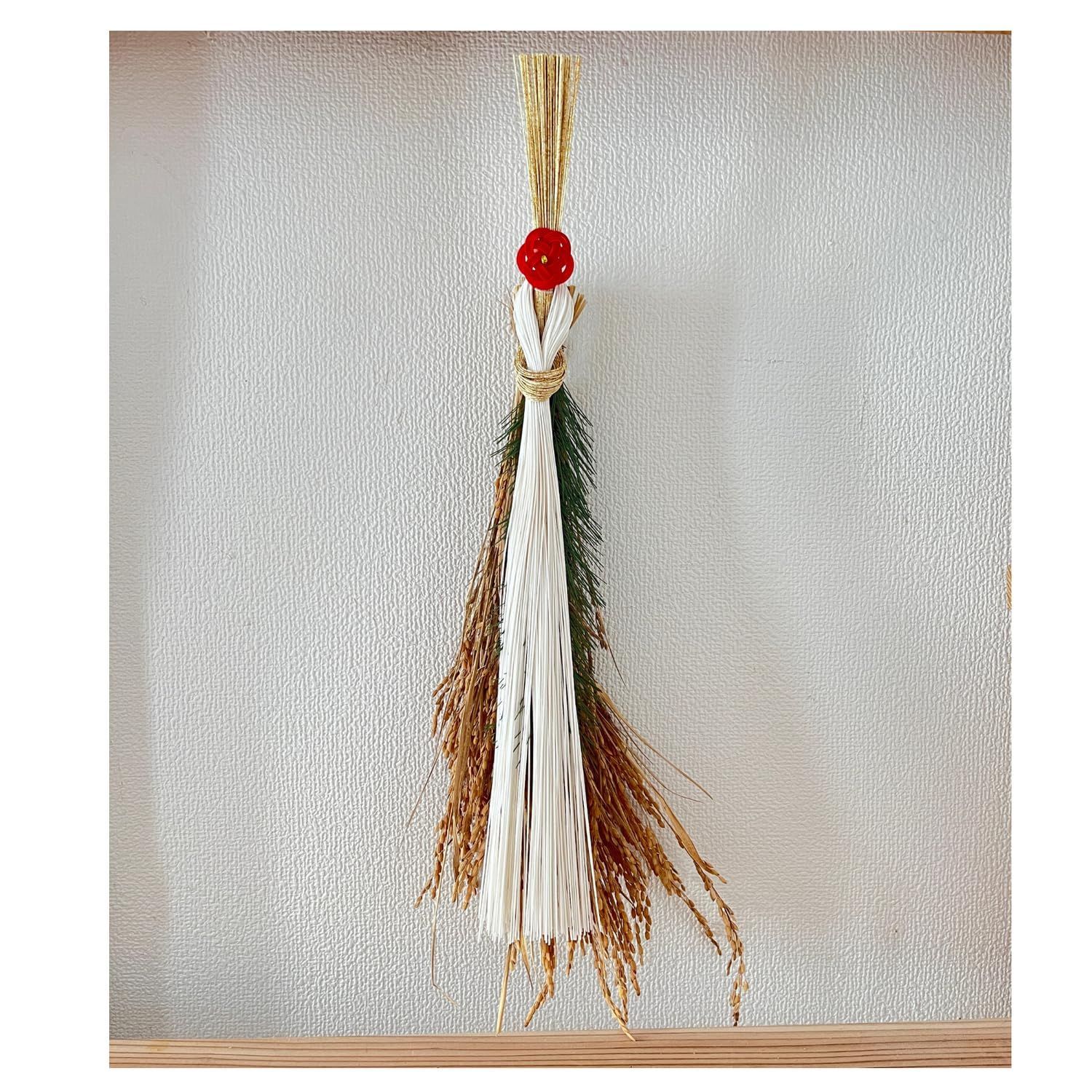 【ハンドメイド作品】umemusubi shimenawa 凛としたおしゃれなモダンしめ縄 お正月飾り NEKOMI 玄関 おしゃれしめ縄 リース 全２０種 シンプルモダン人気しめ飾り (結い水引薄白)