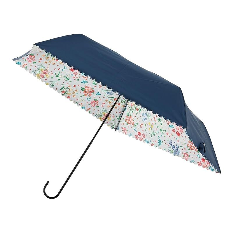 【ムーンバット】エスタ 日傘 折りたたみ傘 軽量 一級遮光 UV 晴雨兼用 内側に柄 プリント 30200-05-75-50 ブルー 1