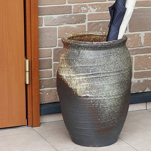 信楽焼 陶器 やきもの 壷 玄関 傘入れ 荒土傘立て kt-0338