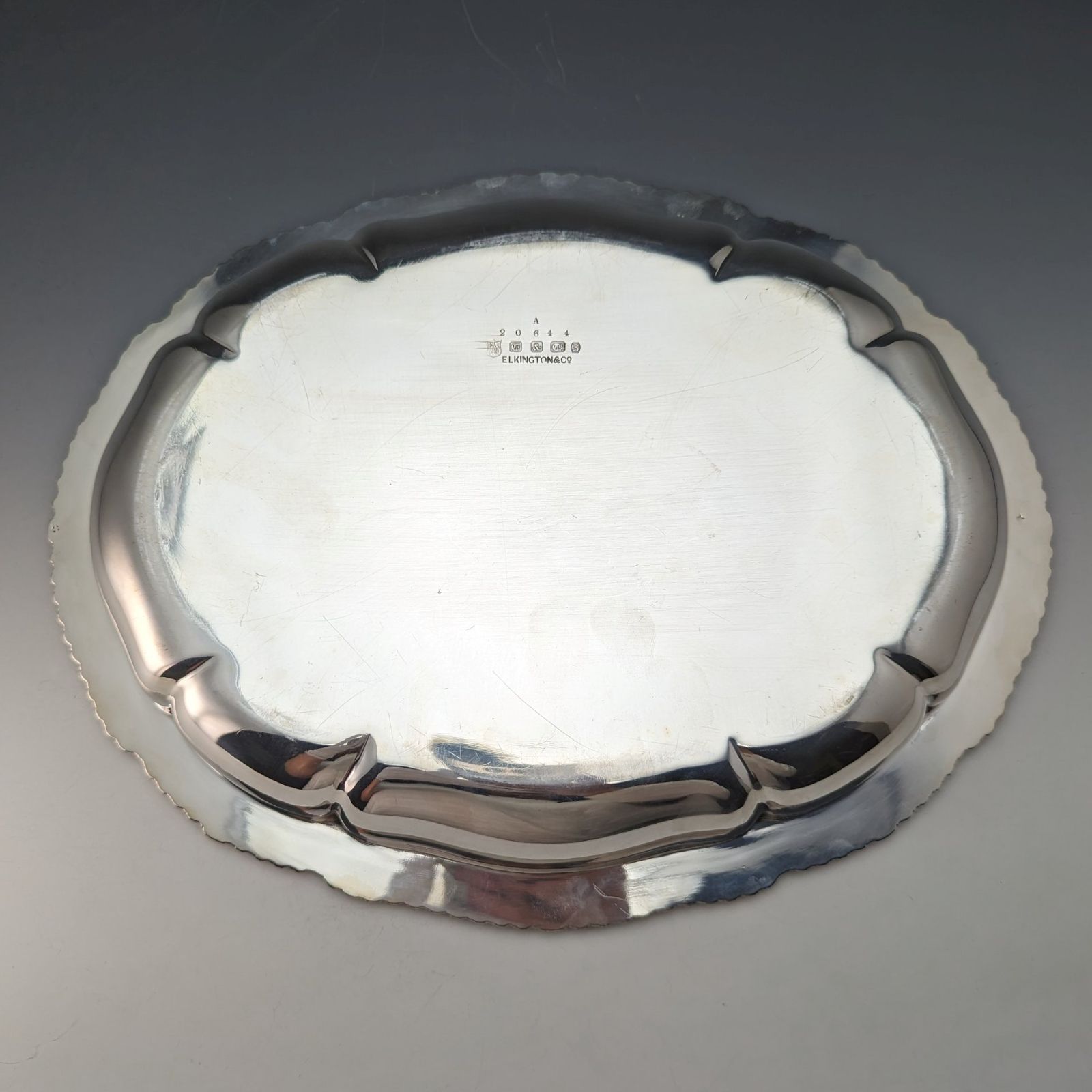 1904年 英国アンティーク シルバープレート製 オーバル型 エン