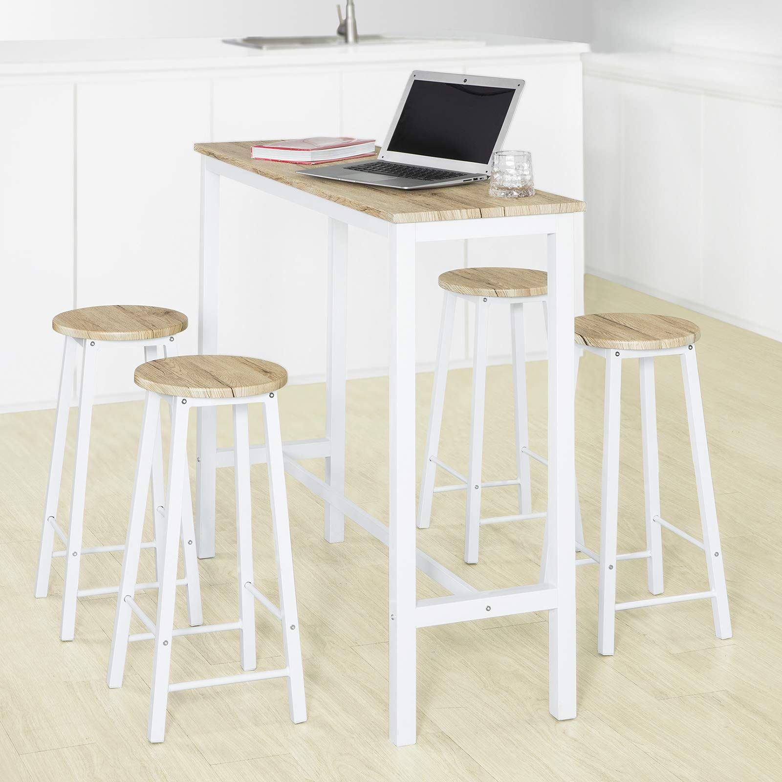 SoBuy カウンターテーブル ダイニングテーブル 4人用 バーカウンター ハイテーブル パソコンデスク 木目調 幅120×奥行き40×高さ100cm キッチンカウンター ダイニングセット カウンターテーブルセット 食卓テーブル キッチンテーブル バーテ