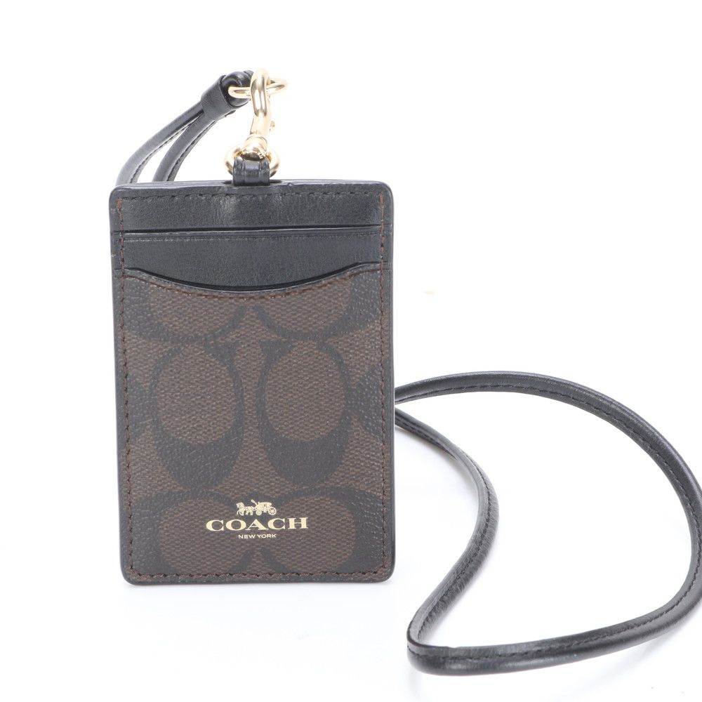 美品 コーチ ID ランヤード シグネチャー 63274 定期入れ IDカード レザー カードケース ブラウン 茶色 レディース MMM BK15-10【中古】 人気・おすすめ｜安定人気・収納便利におすすめ 期間限定割引 配送追跡可