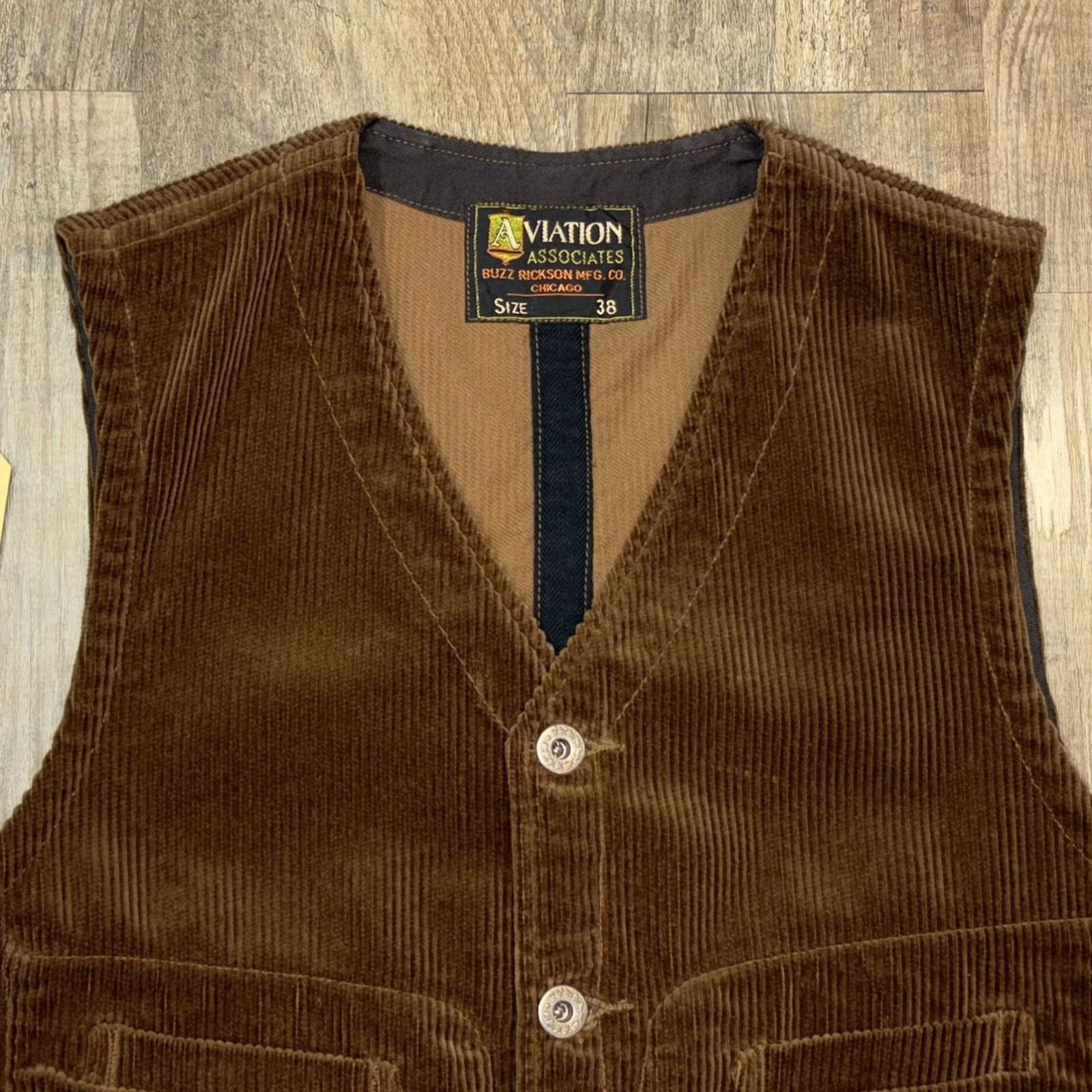 バズリクソンズ アビエーションアソシエイツ コー デュロイベスト ミリタリー アメカジ BR15591 138 ブラウン 38 M サイズ