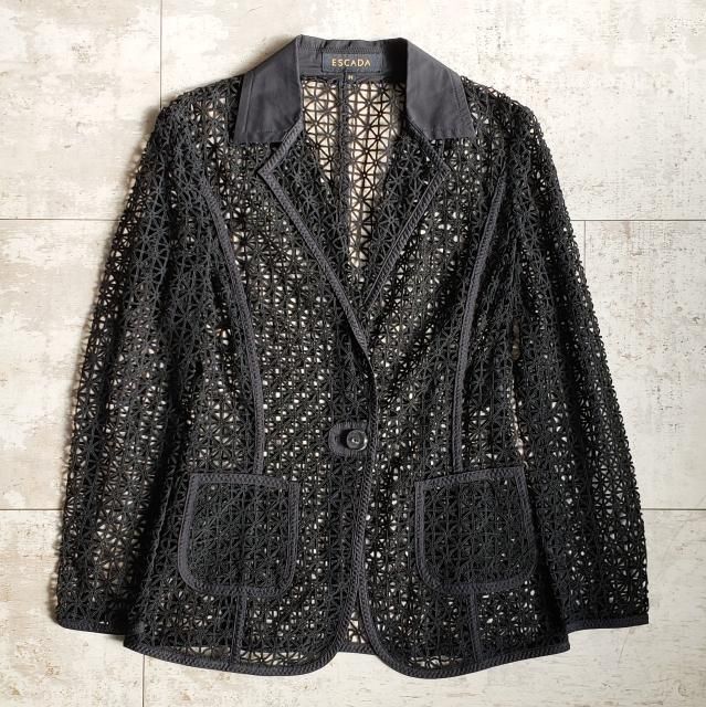 エスカーダ ESCADA ☆ コットン レース ジャケット 34 ブラック - メルカリ