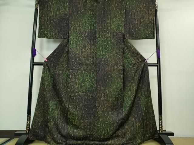 平和屋着物□極上 小紋 お召地 墨流し文様 暈し染め まるやま扱い 反端  