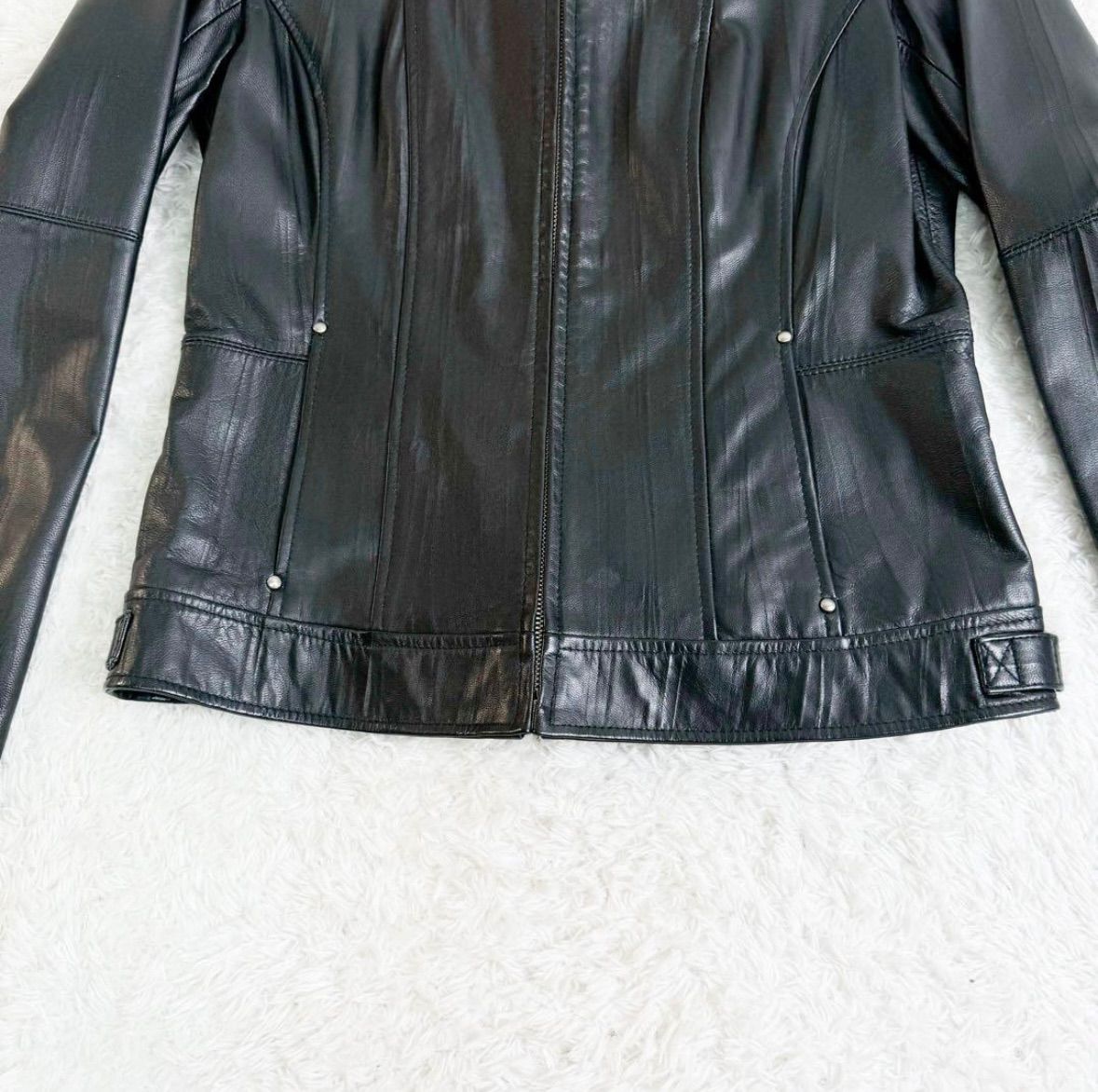 美品　アルファキュービック　ラムレザー　シングルライダース　レザージャケット　M ALPHA CUBIC 羊革 シングルライダース ジャケット アルファ