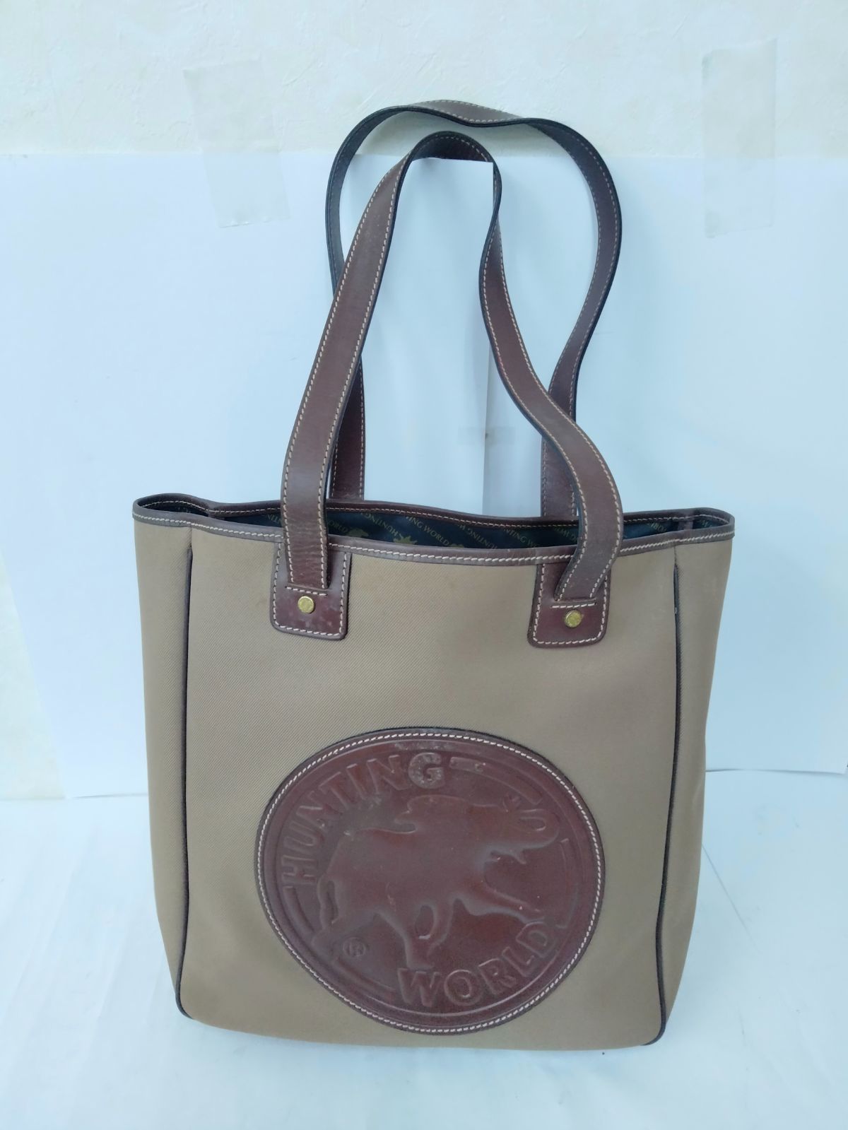 HUNTING WORLD トートバッグ レザービッグロゴ HUNTING WORLD ビックロゴ トートバッグ キャンバス レザー