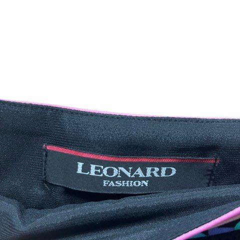 レオナール LEONARD 総レース 花柄刺繍 ロングスカート ミモレ丈 近年モデル 40 Lサイズ相当 ブラックピンク