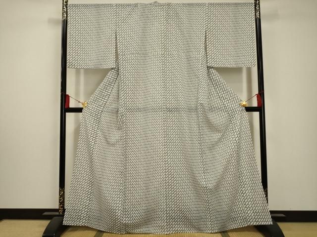 平和屋着物＊夏物 小紋 絽 七宝文 洗える着物 AABA5653sx