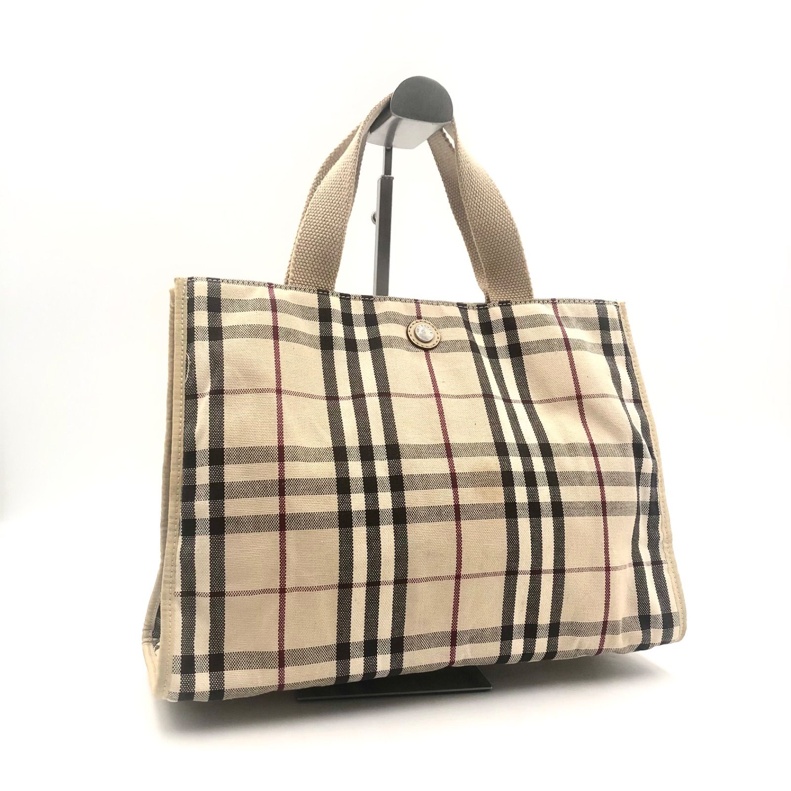 バーバリー トートバッグ ノバチェック レザー 本革 ベージュ