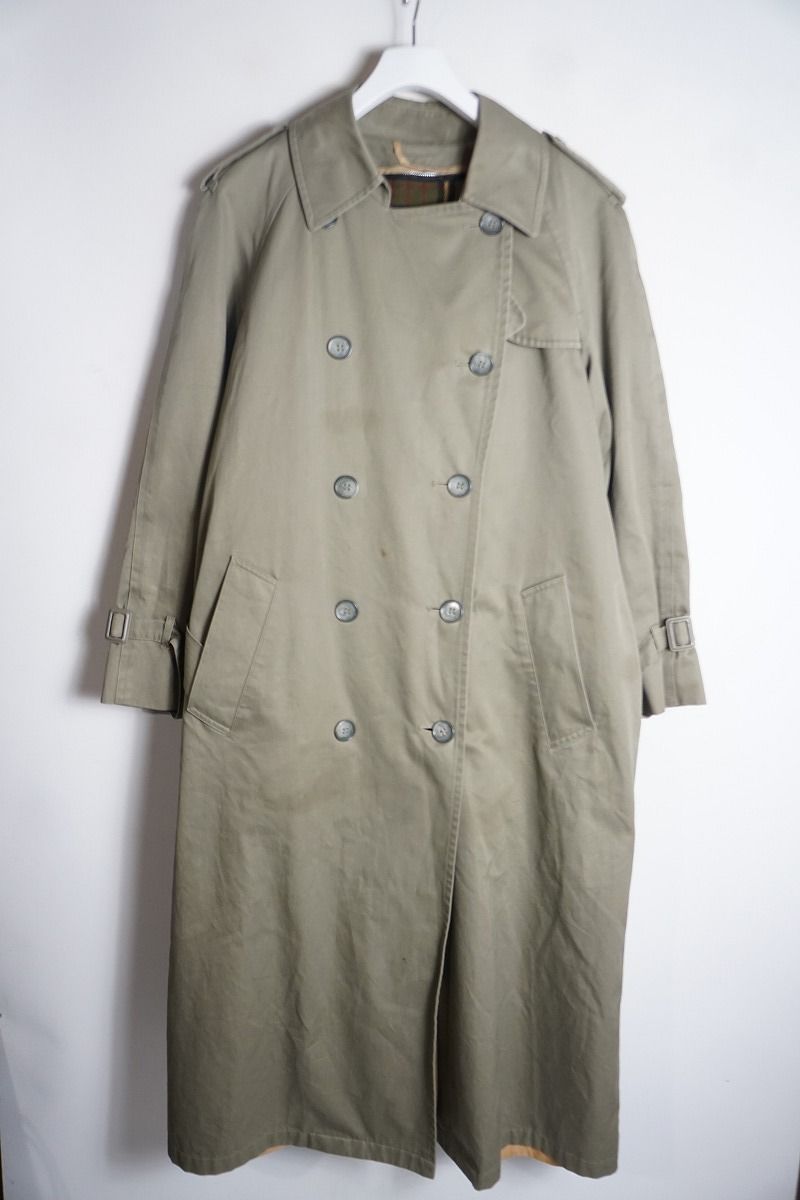 正規 90s LONDON FOG ロンドン フォグ オーバー トレンチ コート ウール チェック柄 裏地付き 茶 ベージュ サイズ12 本物 913P 2