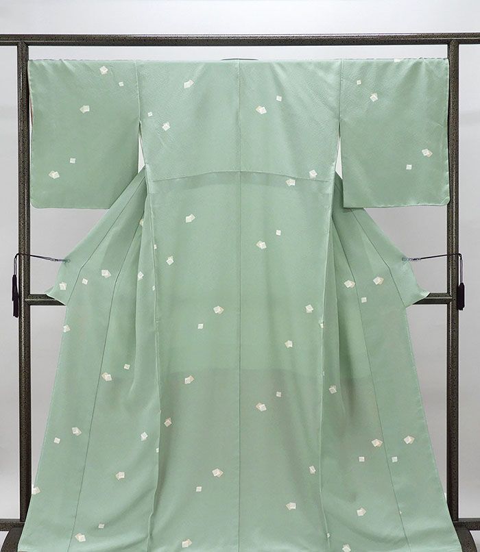 小紋 未使用 正絹 匹田 雪輪 身丈165.5cm 裄丈69cm 小紋 未着用