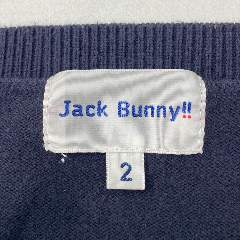 サイズ：2 JACK BUNNY ジャックバニー  ニットセーター ロゴ柄 ネイビー系 [240101491496] ゴルフウェア レディース ストスト サイズ：2 JACK BUNNY ジャックバニー 長袖 ニットセーター