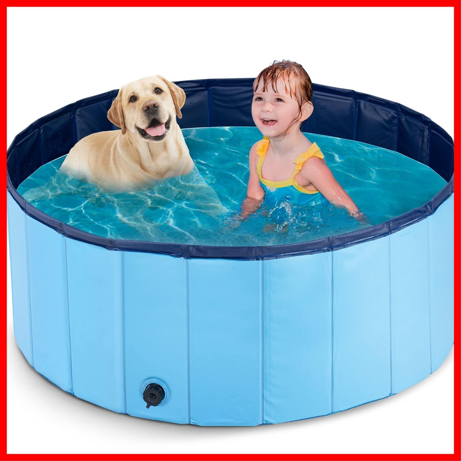 【人気商品】【在庫処分】【特価商品】【在庫セール】【特別セール】Ninonly プール 子供用プール 犬用プール ペット用 バスプール 頑丈設計 折り畳み式 収納便利 排水キャップ付 空気入れ不要 屋内用 お庭用 水遊び 直径120ｘ高さ40cm（ブルー）