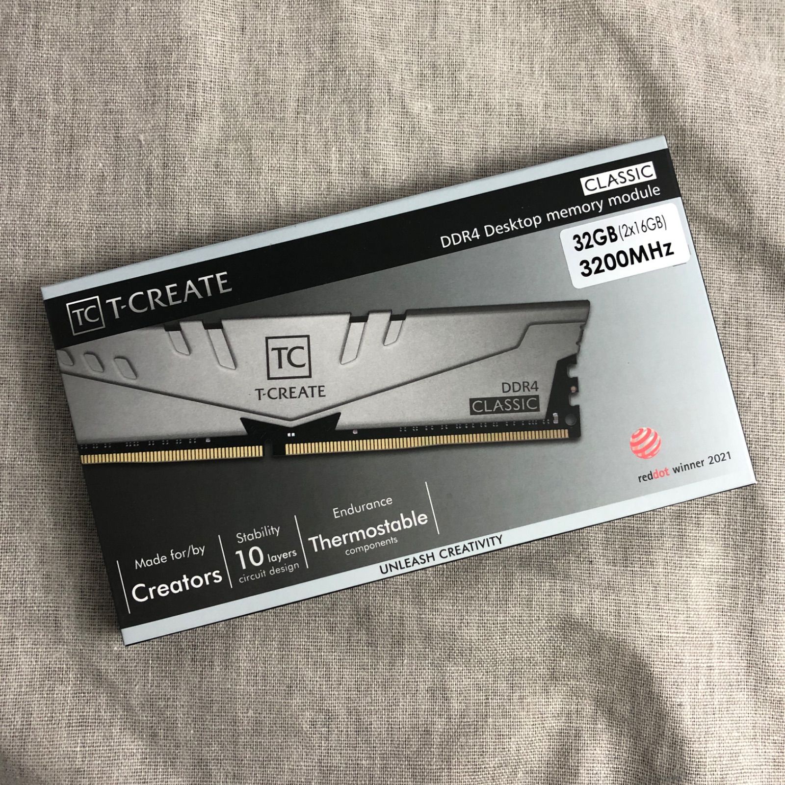【新品未開封】メモリ T-CREATE CLASSIC DDR4 DESKTOP MEMORY 32GB（2*16GB）3200MHz デスクトップ用【TTCCD432G3200HC22DC01】/Memory-240136BUY