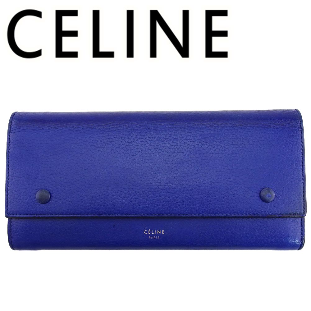 【セリーヌ】長財布 ラージ/レザーフラップ/マルチファンクション/青 CELINE セリーヌ 長財布 ラージフラップ マルチファンクション