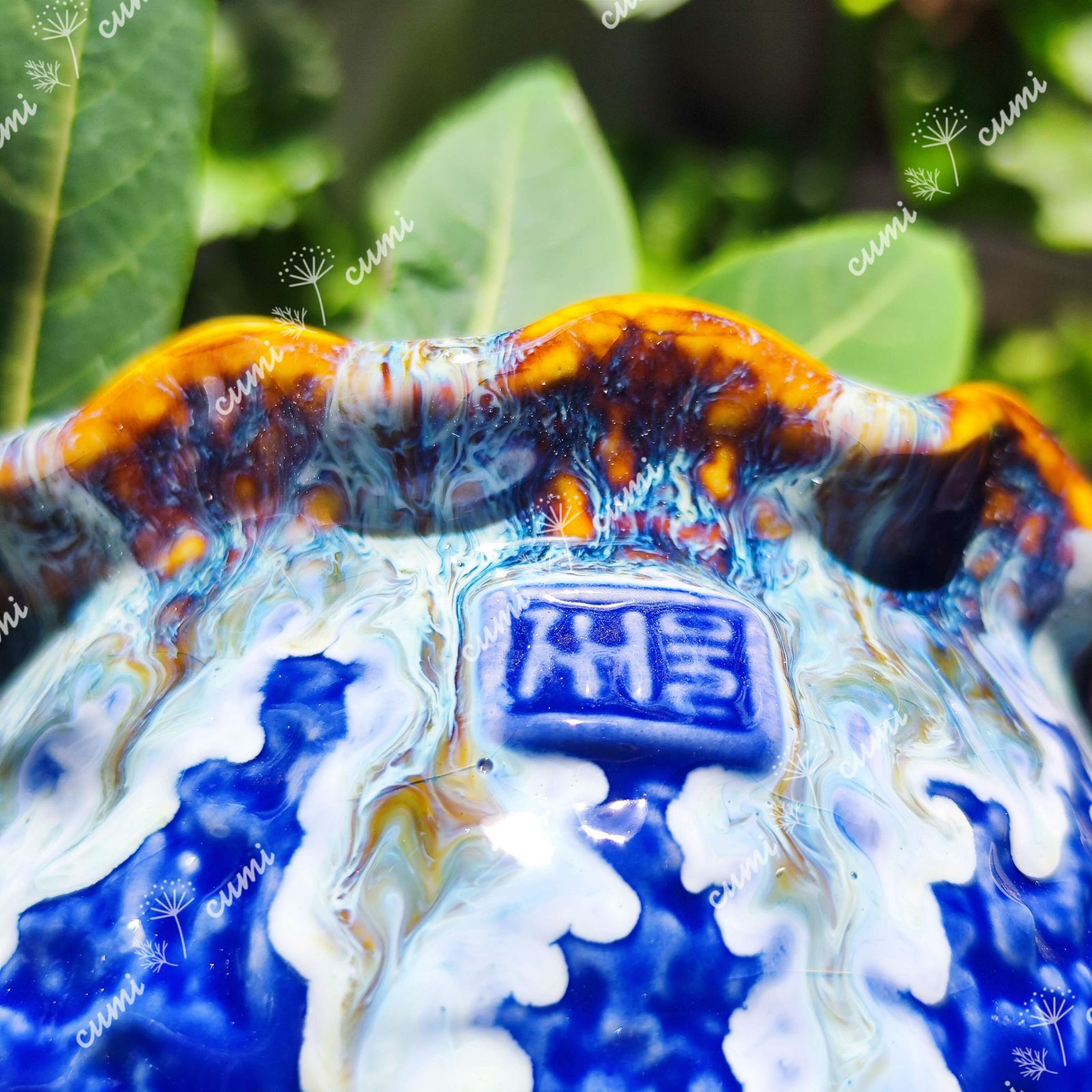 セール！ 韓国 映え 花型 青色 blue 植木鉢 おしゃれ 室内 陶器鉢 多肉