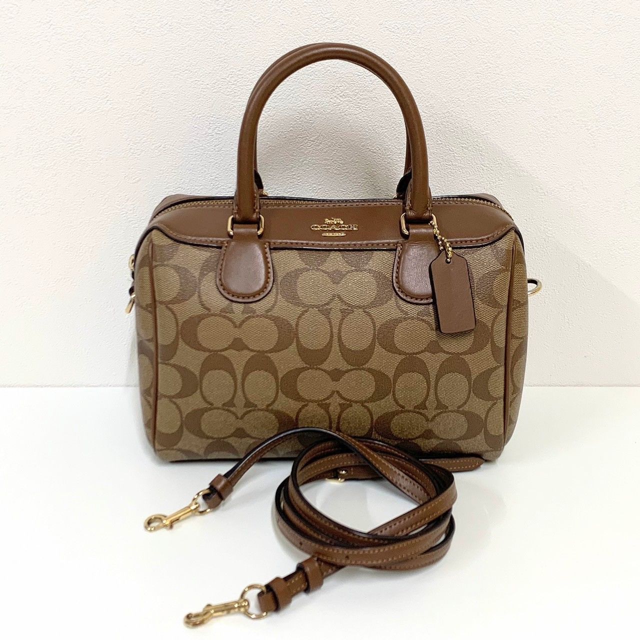 COACH】コーチ/シグネチャー2wayバッグ/PVC×レザー/ブラウン/F32203