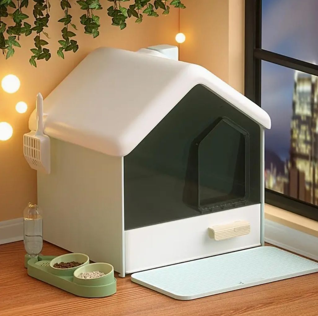 猫用トイレ 大型 屋根付き 密閉 足拭きマット スコップ おしゃれ 臭わない 飛び散らない 掃除しやすい ペット用品 猫 猫用 小型猫 中型猫 大型猫