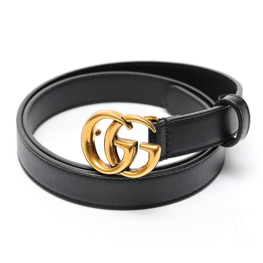 グッチ / GUCCI　ダブルG バックル レザー ベルト　409417　レザー　ブラック　# 70　【中古】 商品番号 S-158907 グッチ / GUCCI ダブルG バックル レザー ベルト 409417 レザー