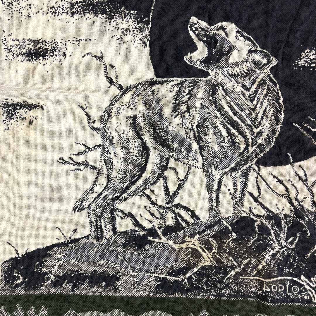 vintageラグ ショップ カーペット 90s オオカミ 月 アニマル 1805