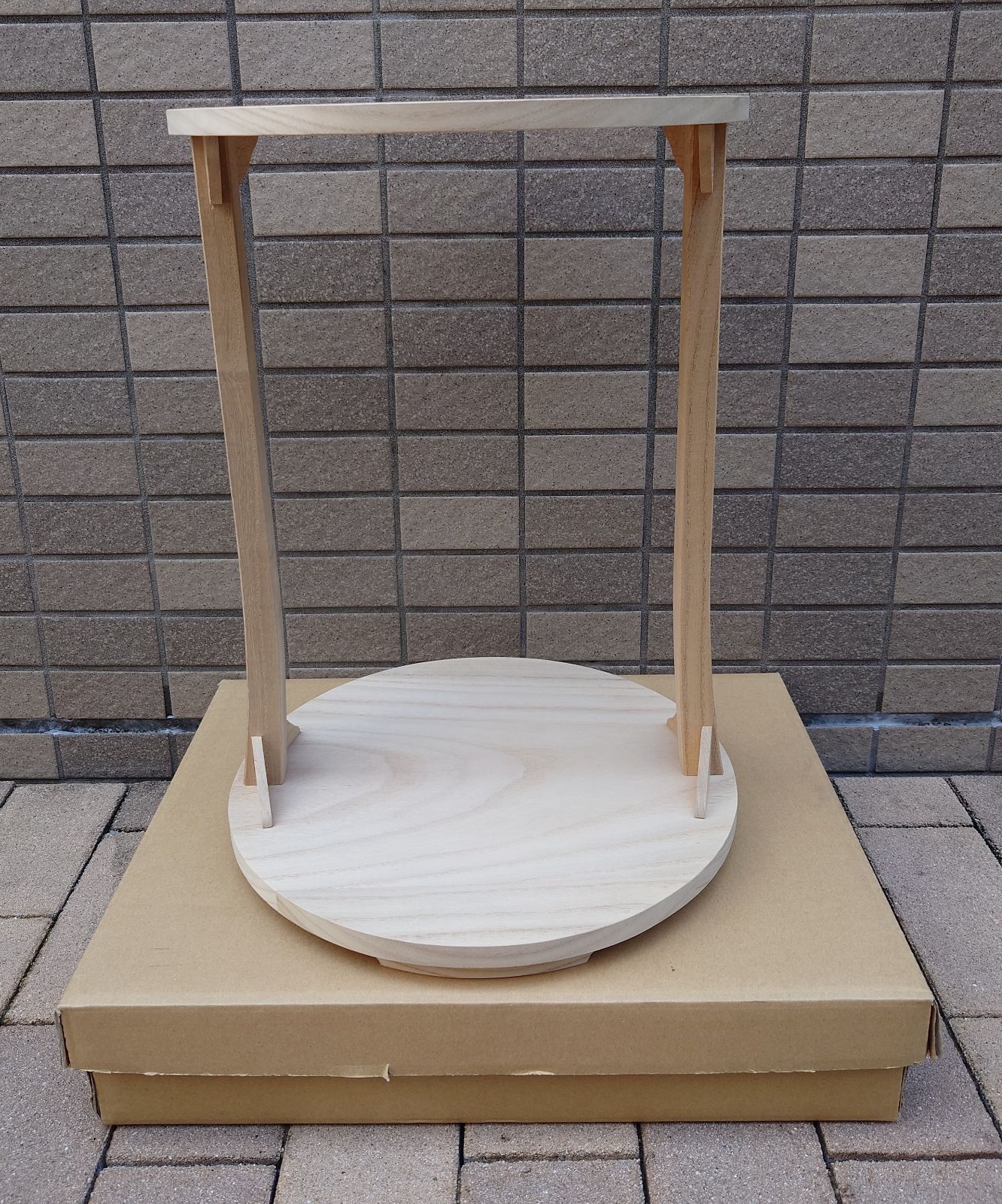 逢絢亭】茶道具 棚物 丸卓 組立式 利休好写 トップ 木地