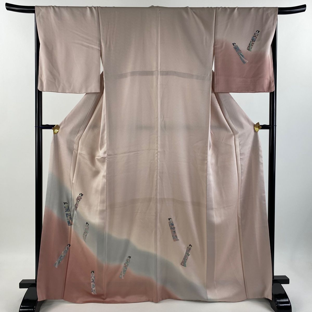 ⭐️週末お値下//  雨縞　正絹　手縫い　肩丈167裄67cm 未使用　美品 訪問着 身丈164.5cm 裄丈67cm 正絹 秀品 【中古】の通販 by