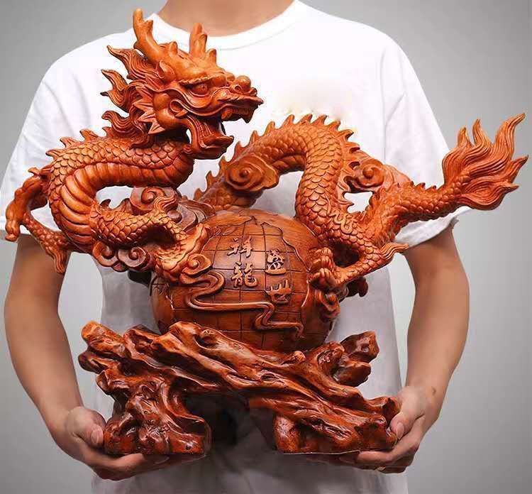 龍彫刻精工オフィス装飾風水祥龍置物