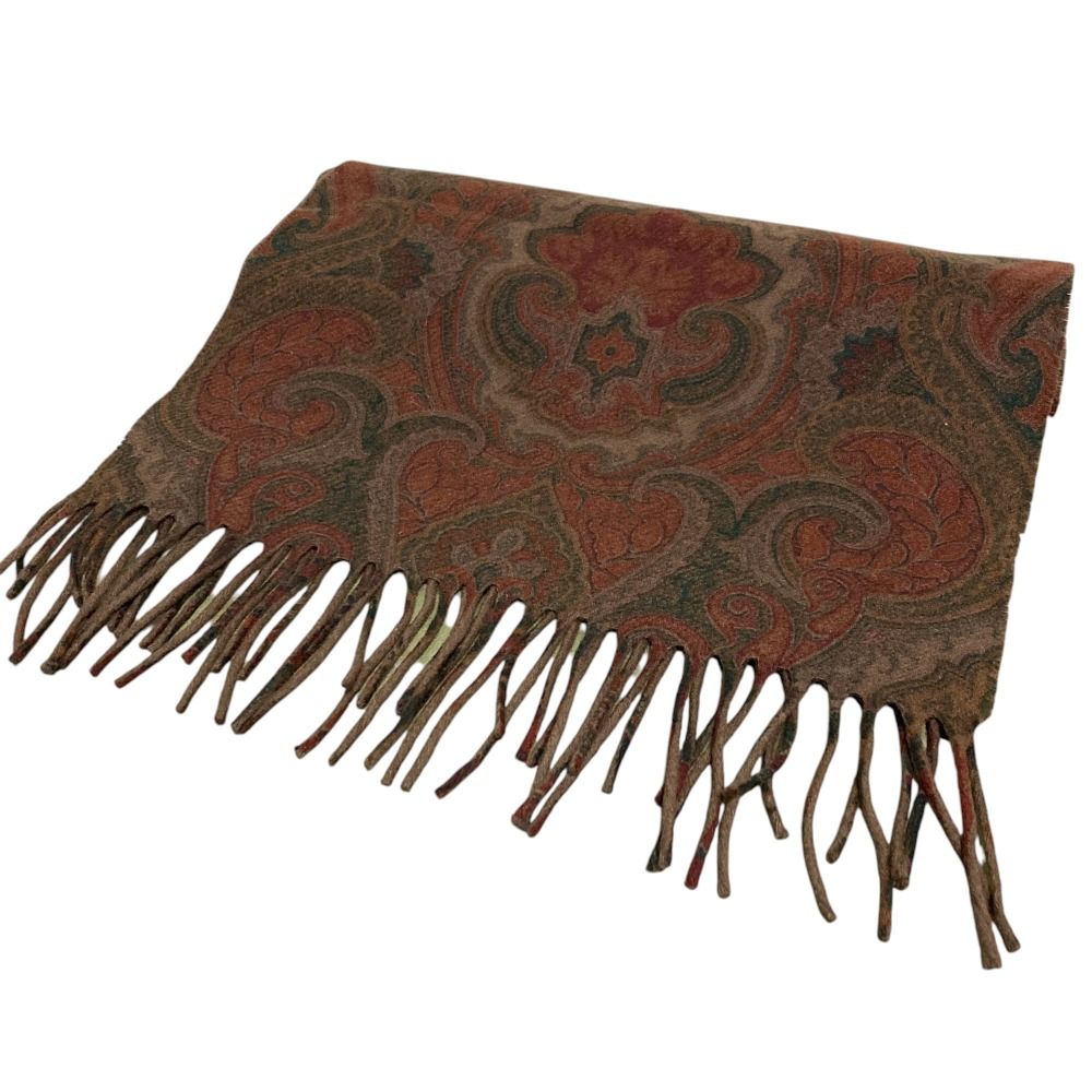 美品 ETRO エトロ ペイズリー柄 カシミヤブレンド フリンジ