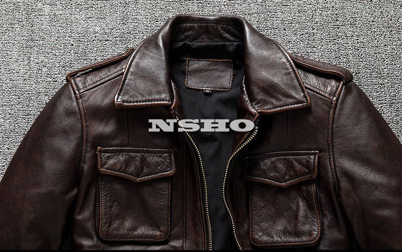 上質 カウハイド メンズ 革ジャン M65 タイプ ヴィンテージ サファリ