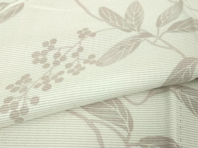 平和屋本店▽極上　小紋　無双　紗×絽　南天枝葉文　薄柿色地　逸品　DZAA4448kh5 平和屋本店▽極上 小紋 無双 紗×絽 南天枝葉文 薄柿色地 逸品