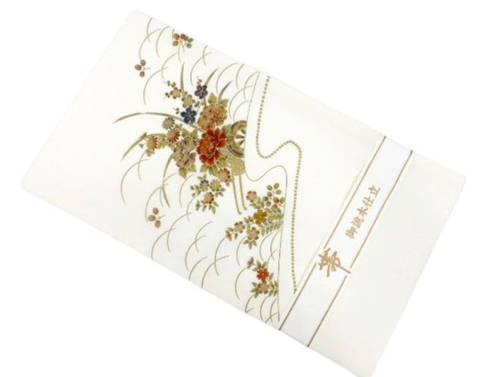 2502-50 袋帯 美品 正絹 着物 袋帯 螺鈿箔 正絹 絹 金糸 銀糸