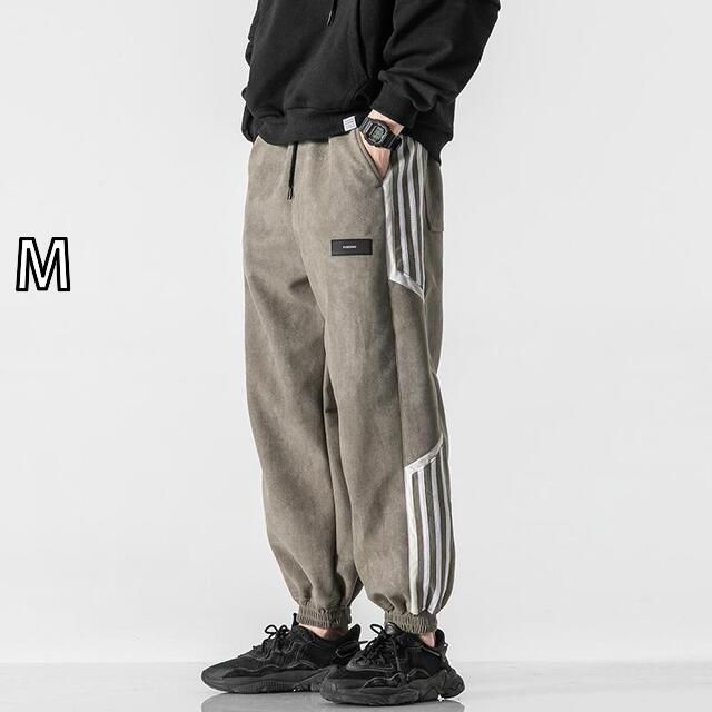M 秋冬 コーデ メンズ 服 シンプル ファッション オシャレ 大人 かっこいい 大きいサイズ ストリート 紳士服 ストライプ ドローストリング ズボン スウェットパンツ カジュアル パンツ