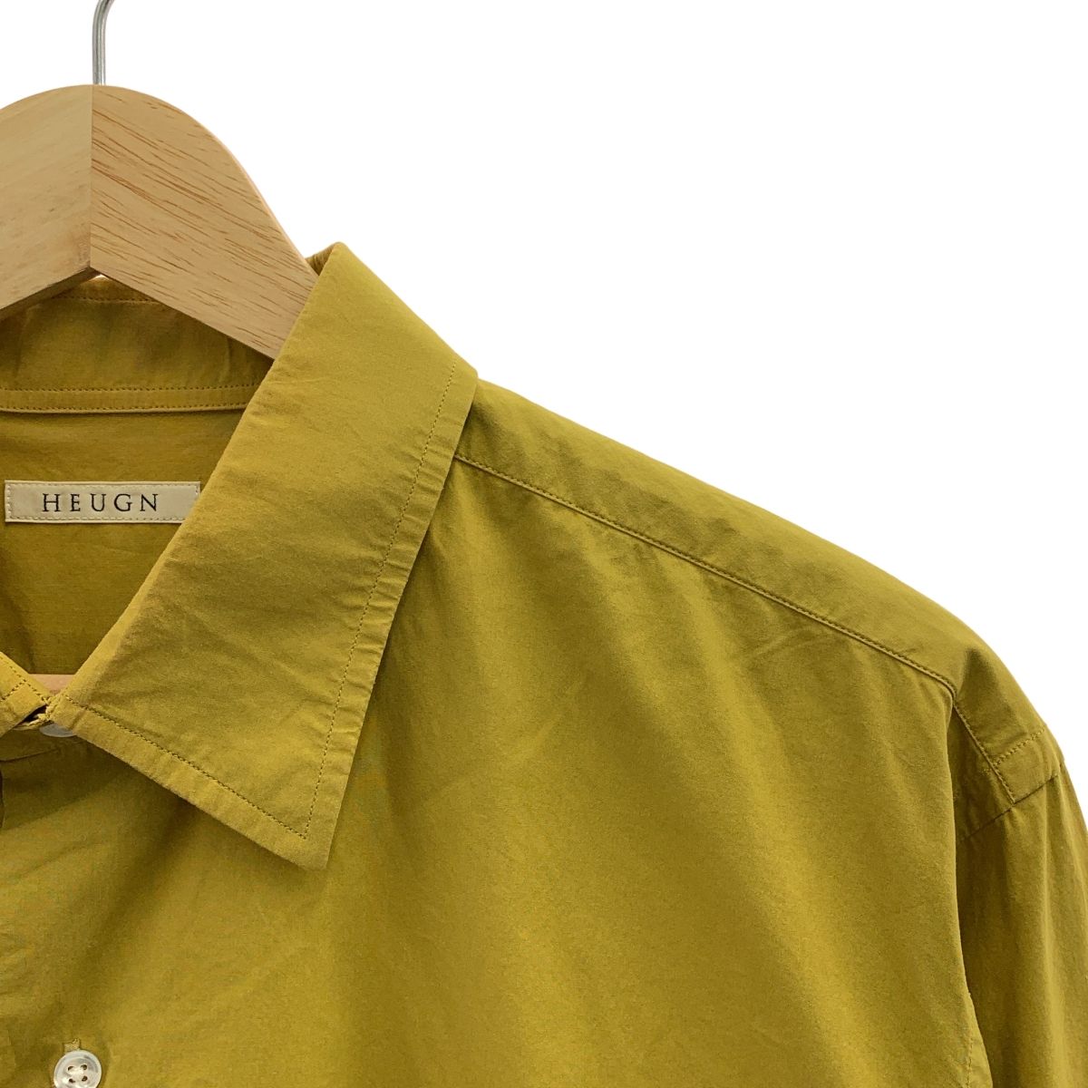 HEUGN ユーゲン Alan ガーメントダイコットンポプリンワンピース シャツ SHIRT 019 2 イエロー メンズ