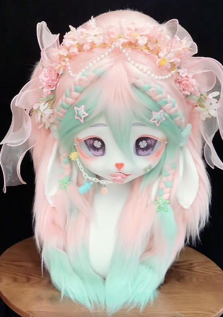 着ぐるみヘッド kigurumi NO.176 うさぎ ピンク ファースーツ 全頭ヘッド ケモノ マスク ぬいぐるみ コスプレ コスチューム 一点物